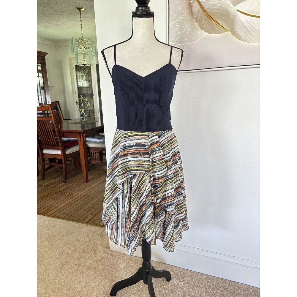 Sam Edelman 'Spring Dream' Asymmetrical Dress Sz L Pleated Bodice